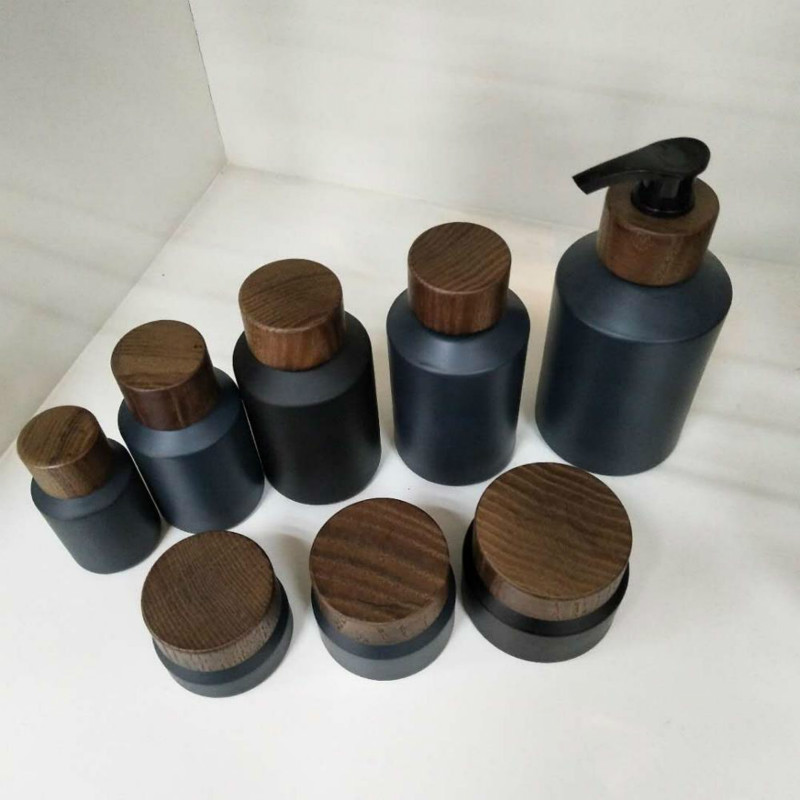 60pcs 120ml black matte glass  - Luxury Skincare Jars ulasan dan harga