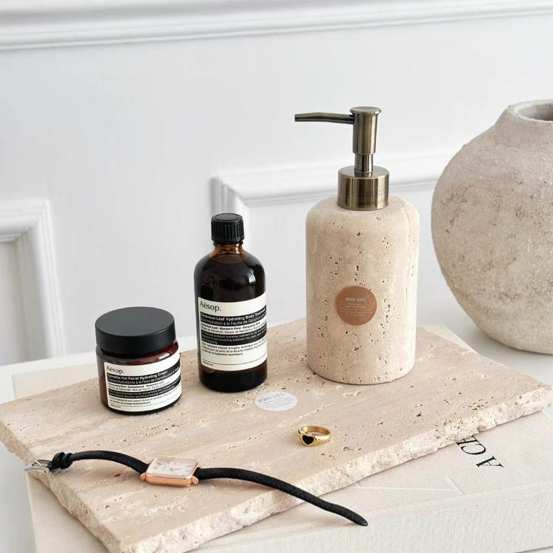 Natural Stone Lotion Dispenser - Luxury Skincare Jars ulasan dan harga